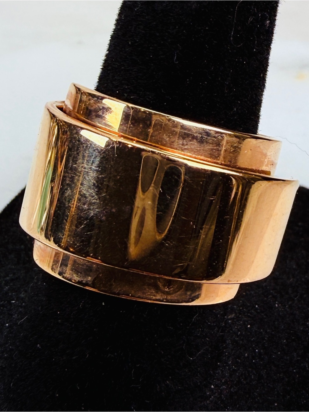 Wide Rose Gold Tone Statement Cuff Ring sz 8
